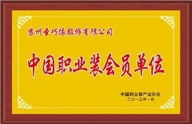 中國職業裝會員單位-圣巧依榮譽