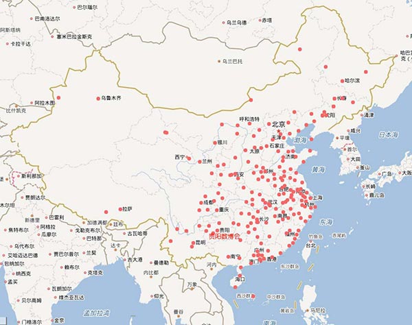 圣巧依客戶分布圖 圣巧依客戶分布圖