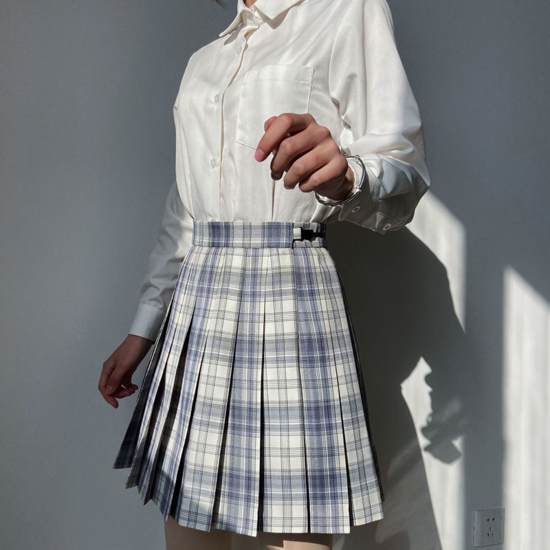 工廠定制加工學院風JK對格壓褶半身裙 工廠定制加工學院風JK對格壓褶半身裙